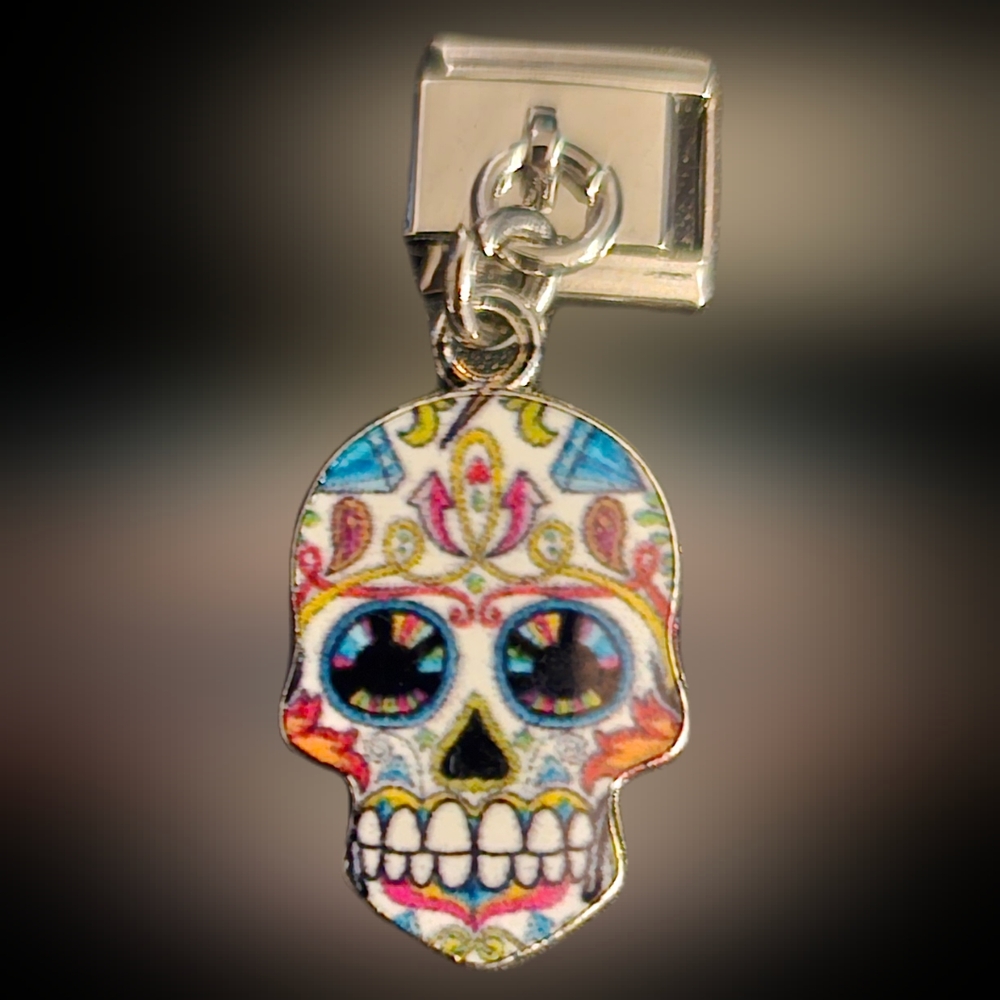 Skull Head Dangle Italian Charm